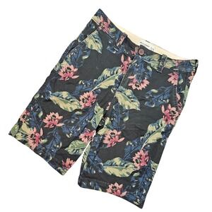 Abercrombie Kids 15/16 Boys Tropical Floral Chino Shorts Black Pink 31" Waist
